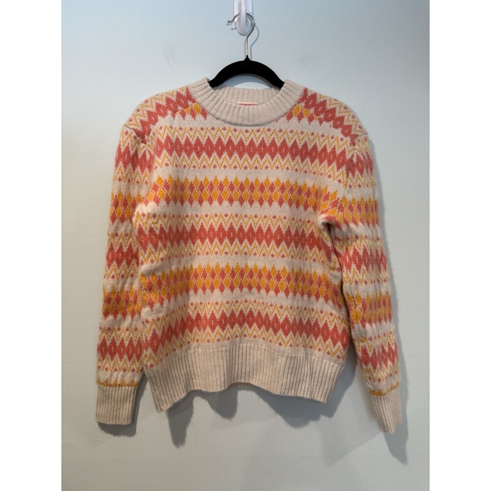 J Crew Fair Isle Sweater Women Small 100% Cashmere Soft Cozy Knit Preppy Coastal